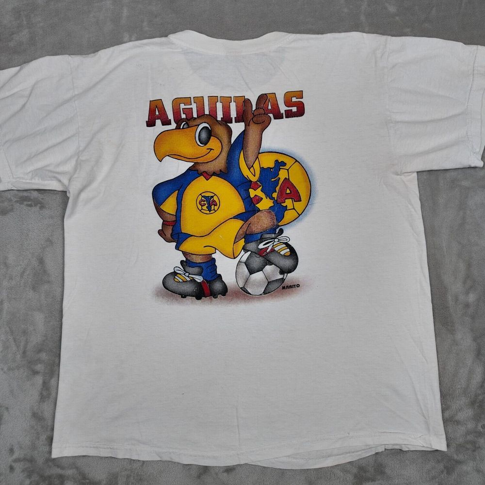 Vintage Club America T-shirt Mens Large Aguilas Champions Graphic Futbol 90s